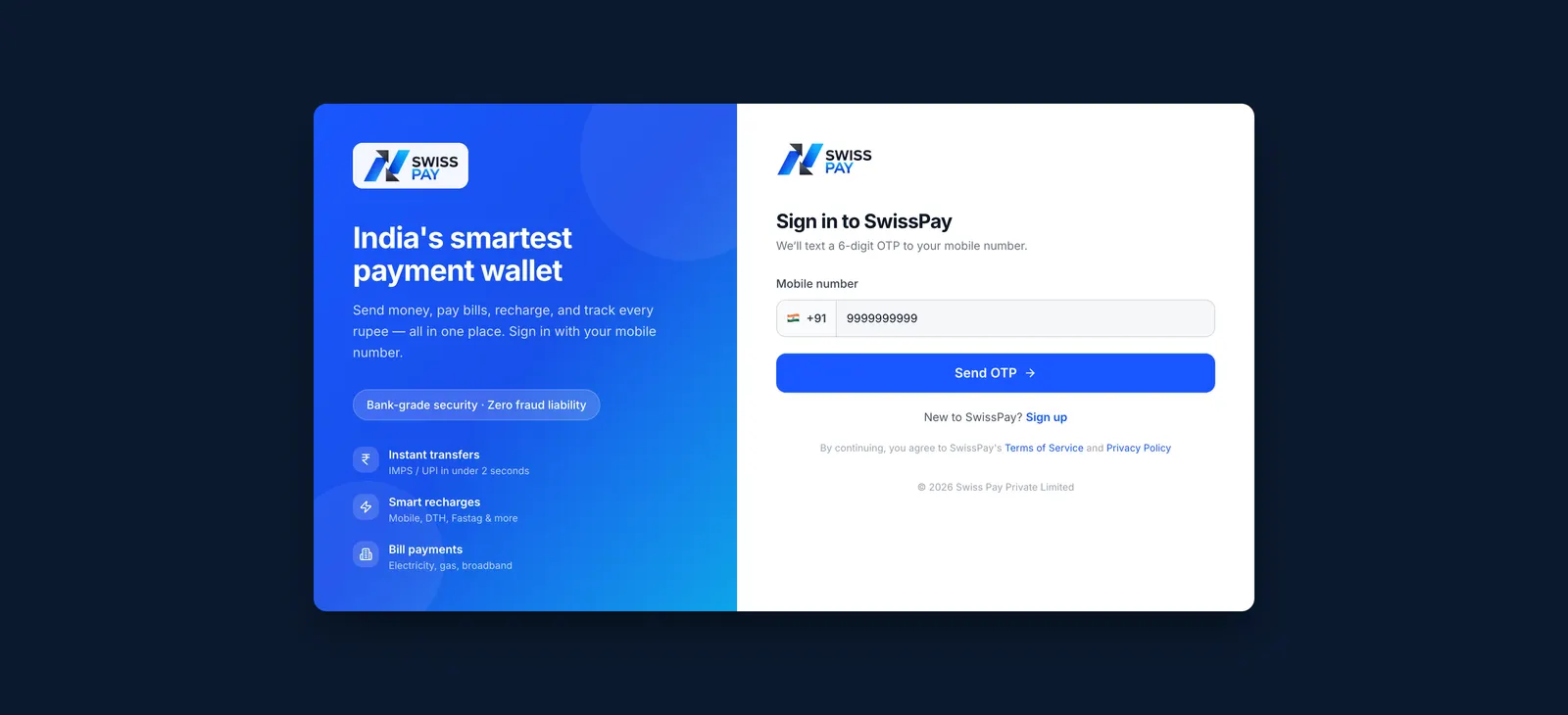 SwissPay login and wallet access experience