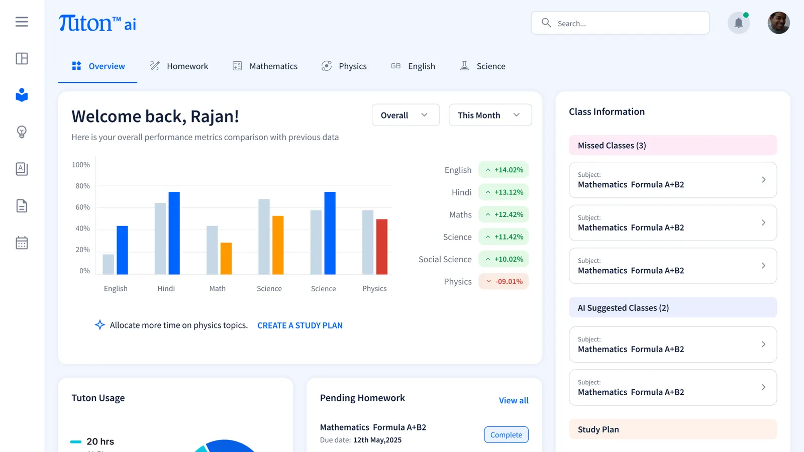 Student dashboard with curriculum-aware learning path